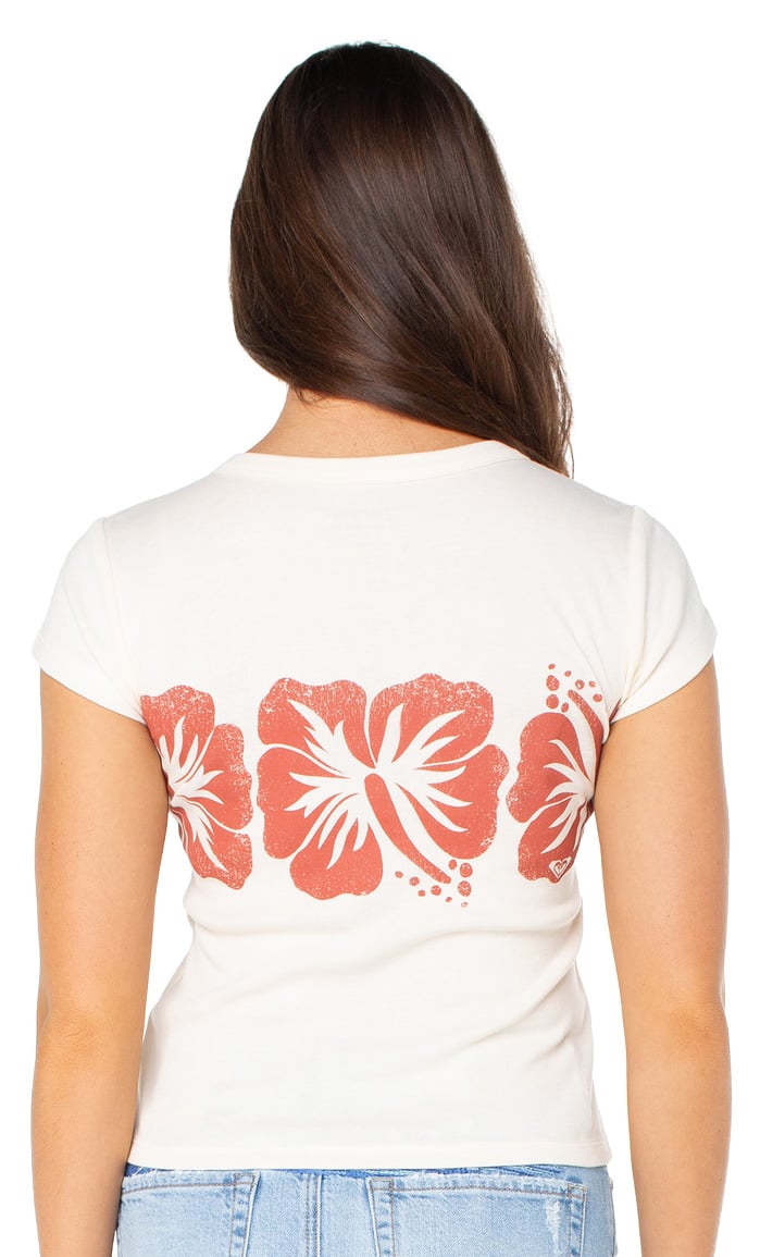 Roxy Flower Block Women's T-Shirt - Egret Flower Block – back view