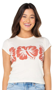 Roxy Flower Block Women's T-Shirt - Egret Flower Block