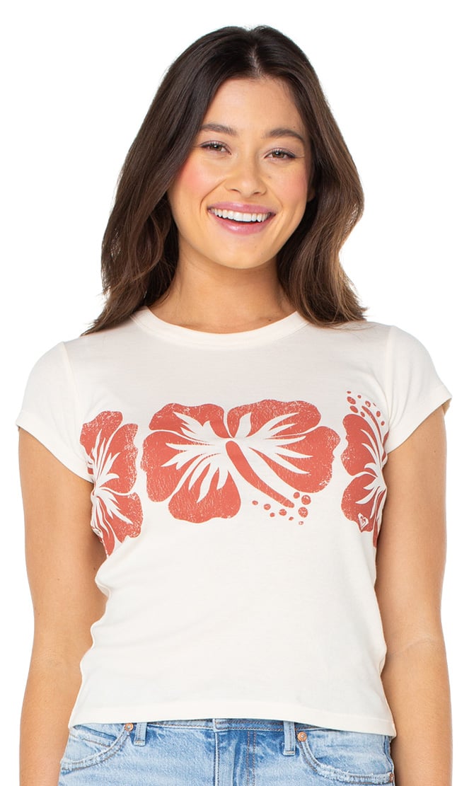 Roxy Flower Block Women's T-Shirt - Egret Flower Block