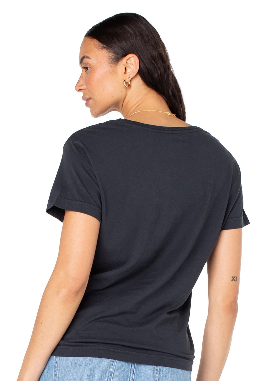 Roxy 90's Hibiscus Band Women's T-Shirt - Phantom 90's Hibiscus – back view