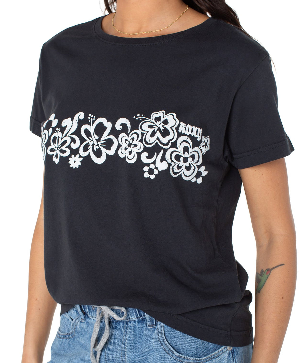 Roxy 90's Hibiscus Band Women's T-Shirt - Phantom 90's Hibiscus – alternate view 1
