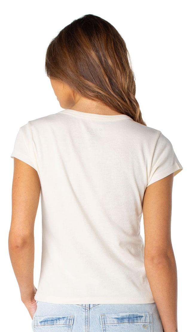 Roxy Stitched Bloom 90's Baby Women's T-Shirt - Egret Stitched Bloom – back view