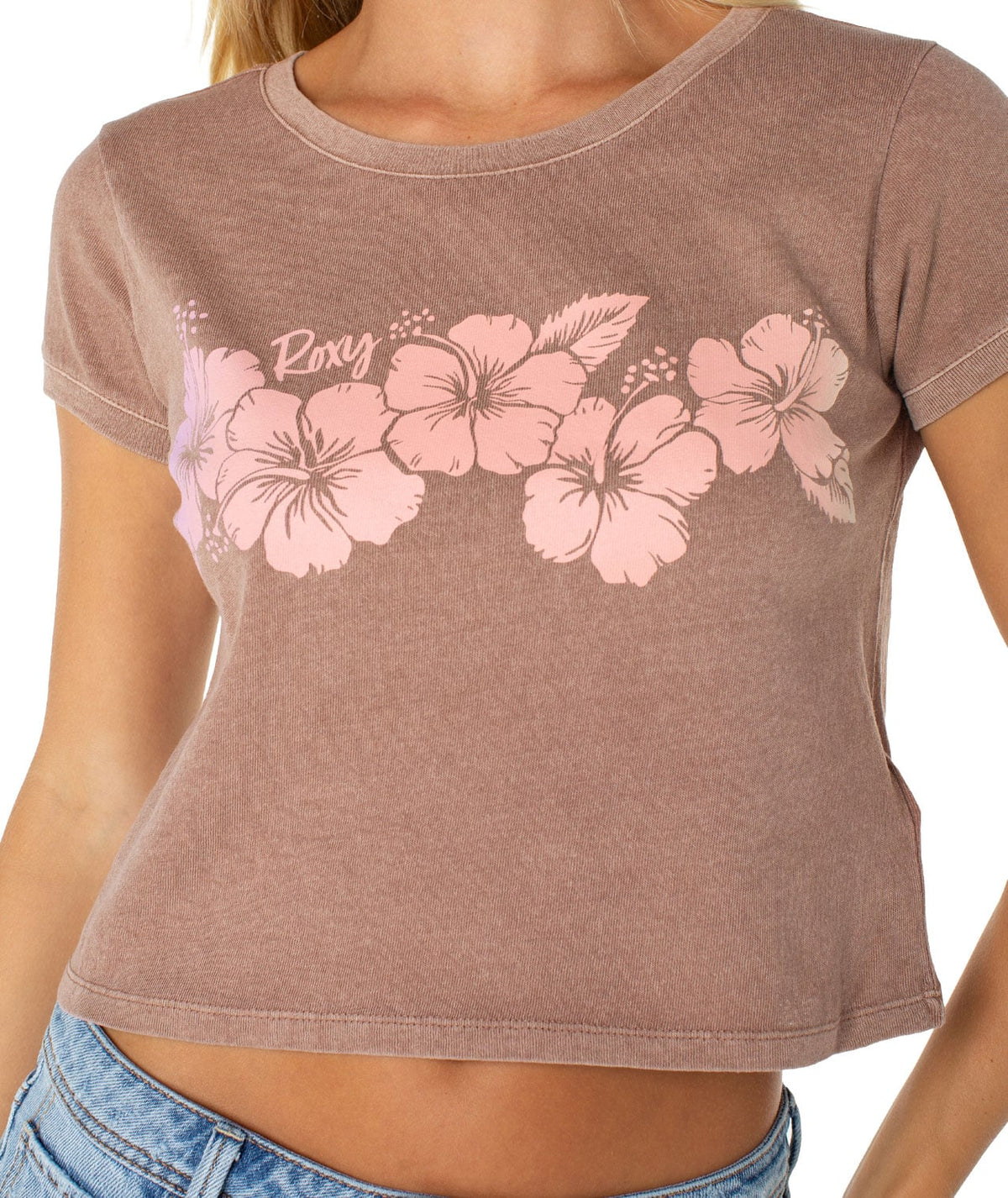 Roxy Hibiscus Row Cropped Baby Women's T-Shirt - Brownie Hibiscus Row – alternate view 1
