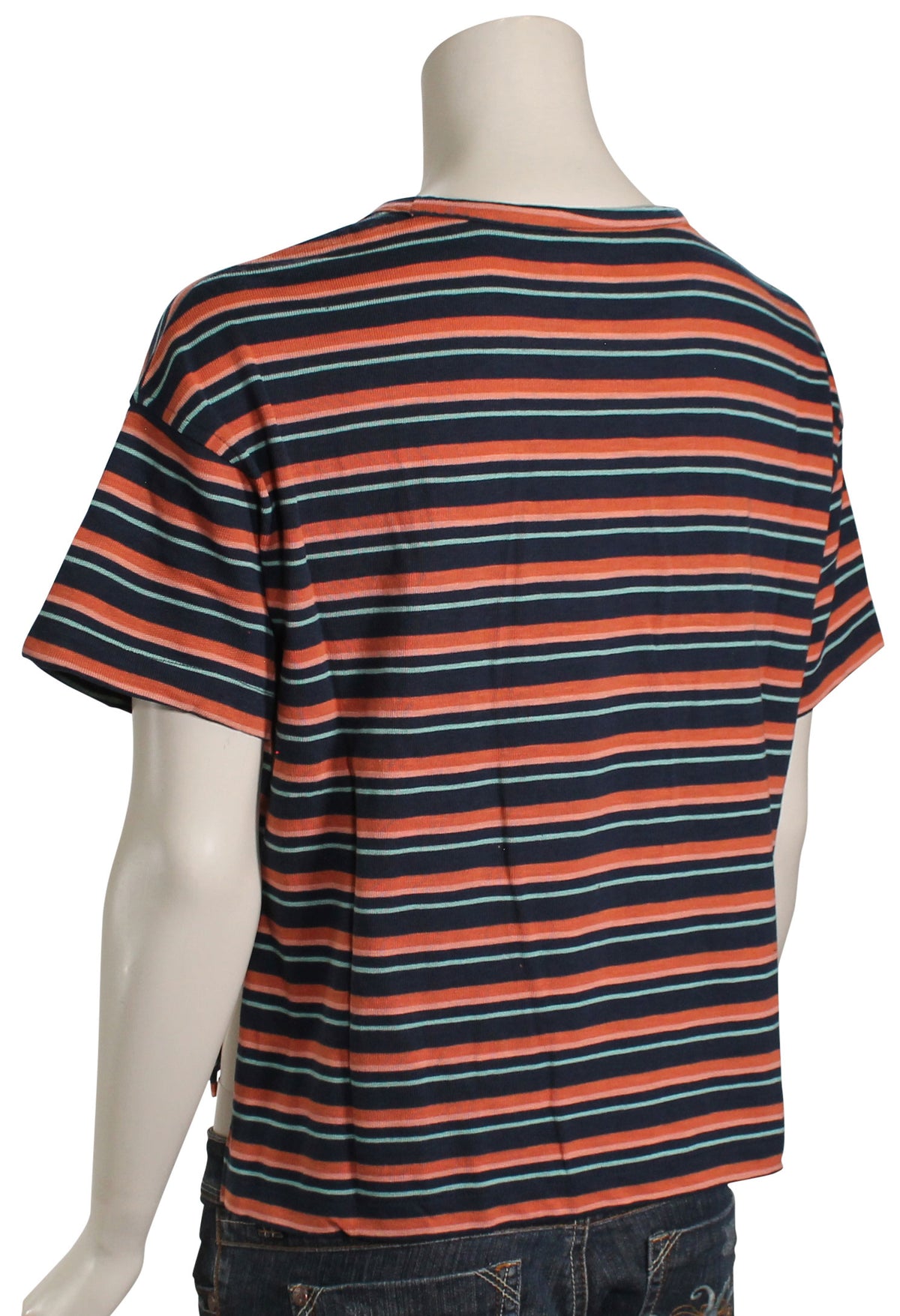 Roxy Rainbow Morning Women's T-Shirt - Mood Indigo Stripes, back view