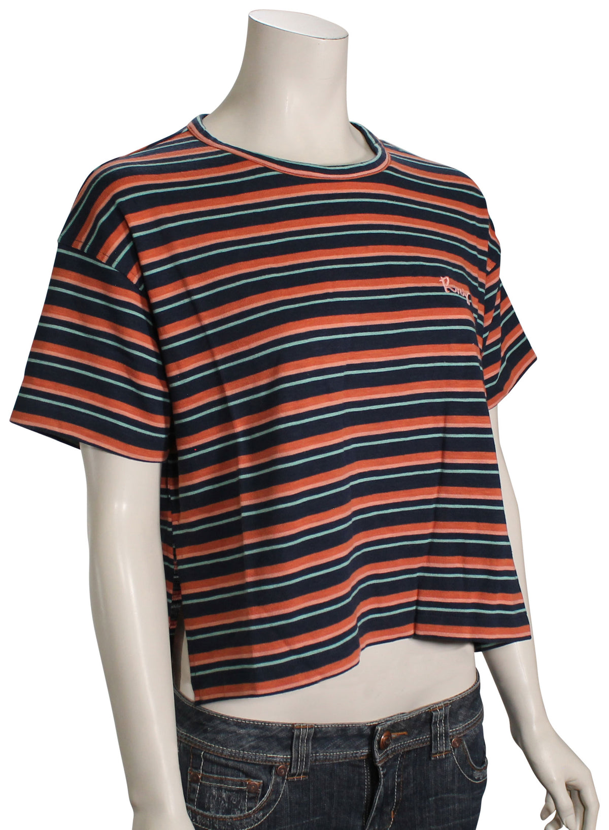 Roxy Rainbow Morning Women's T-Shirt - Mood Indigo Stripes, front view