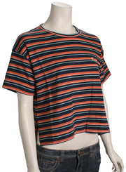 Roxy Rainbow Morning Women's T-Shirt - Mood Indigo Stripes, front view