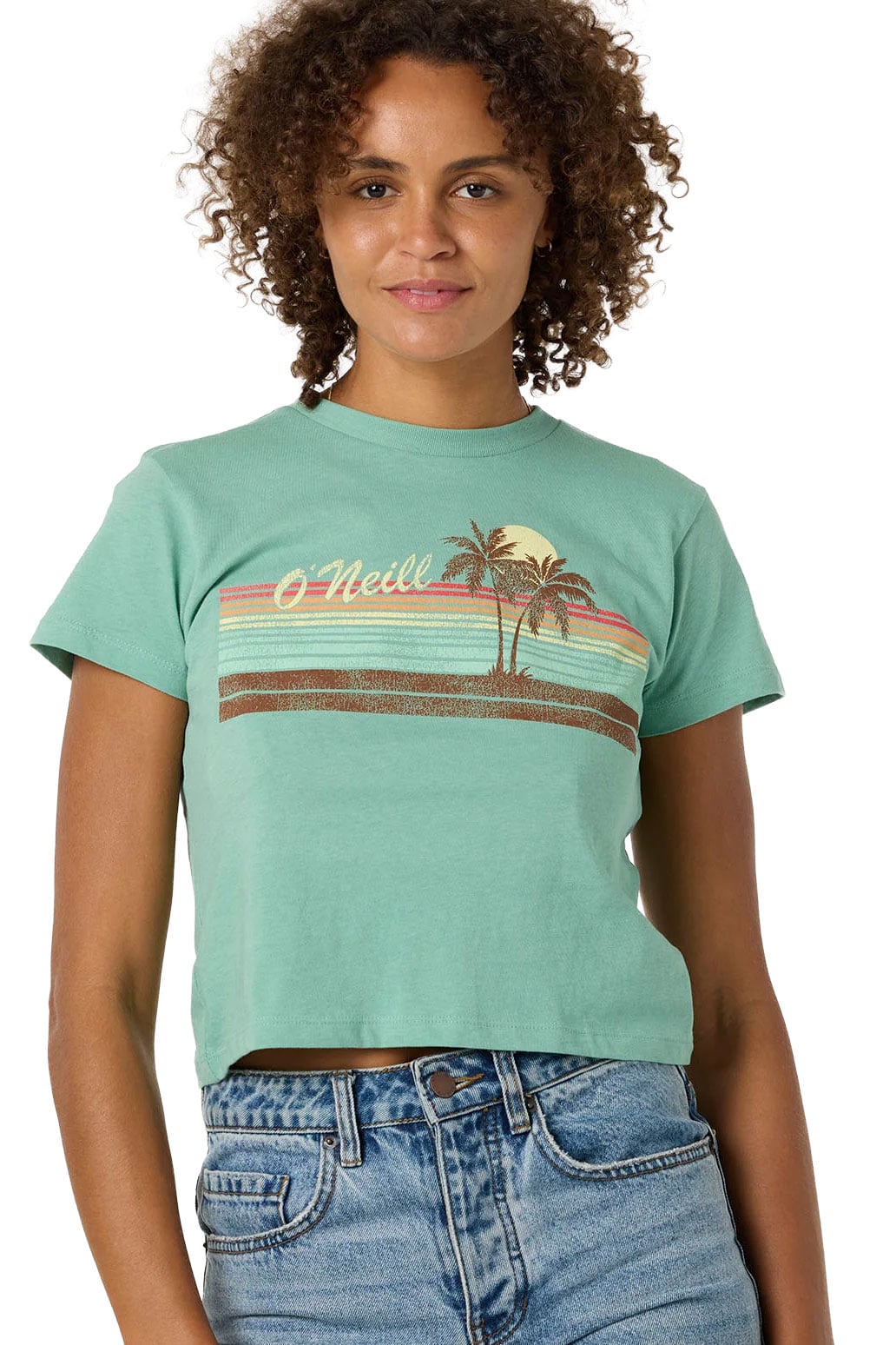O'Neill Retro Stripe Women's Fitted Tee - Green