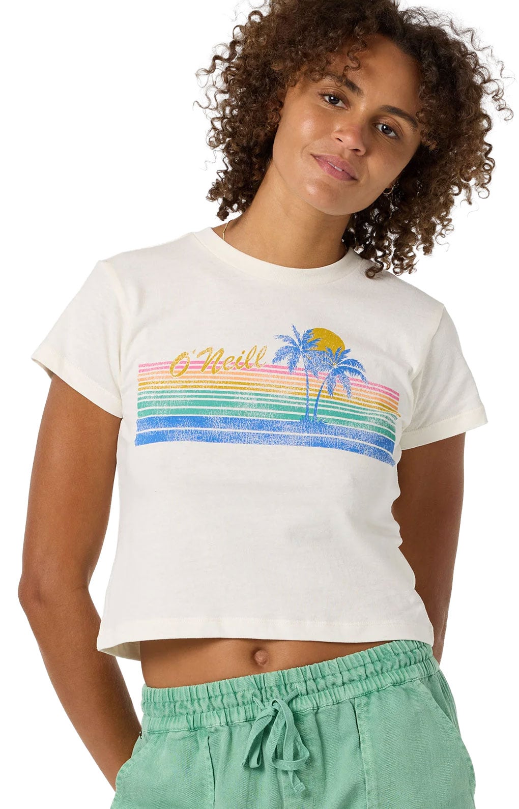 O'Neill Retro Stripe Women's Fitted Tee - Tofu