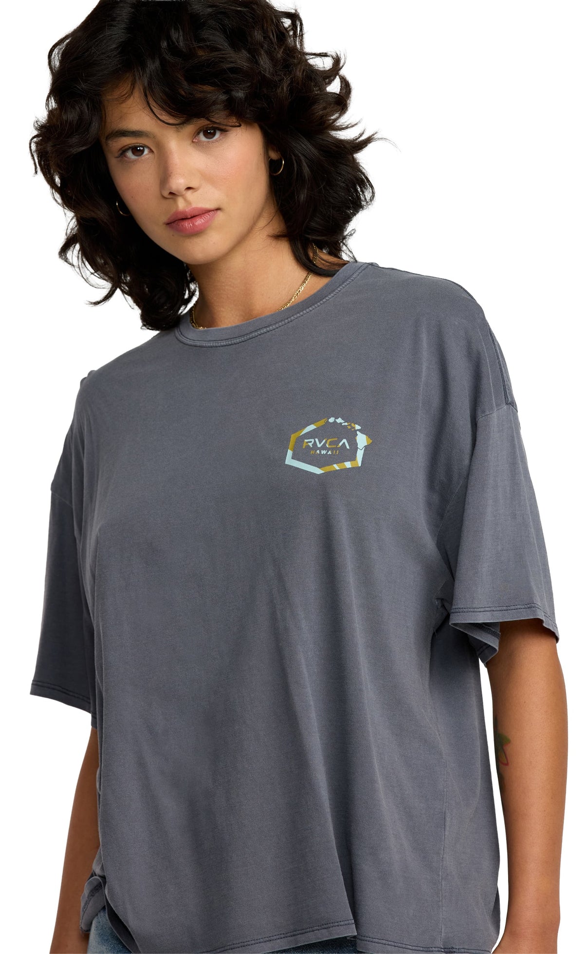 RVCA Hawaii Hex Baggie Women's T-Shirt - Gravel – alternate view 1