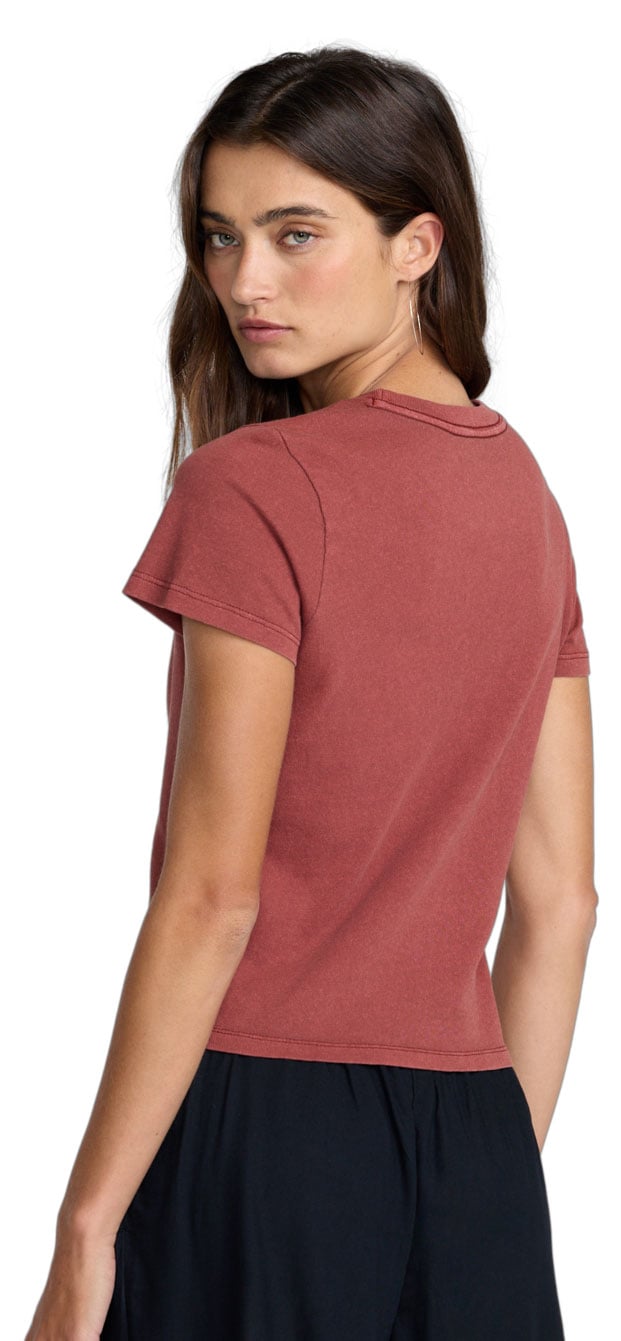 RVCA Don't Care 411 Women's Short Sleeve T-Shirt - Madder Brown – back view