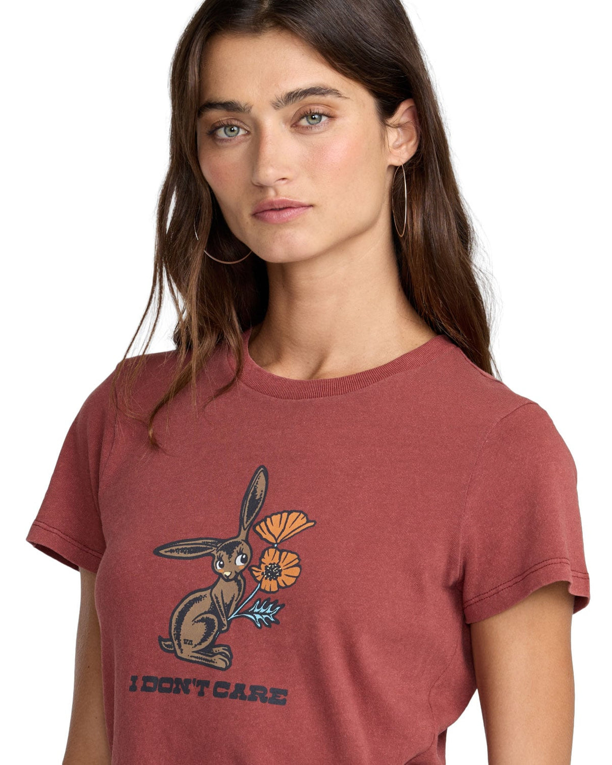 RVCA Don't Care 411 Women's Short Sleeve T-Shirt - Madder Brown – alternate view 1