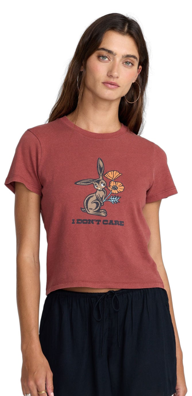 RVCA Don't Care 411 Women's Short Sleeve T-Shirt - Madder Brown
