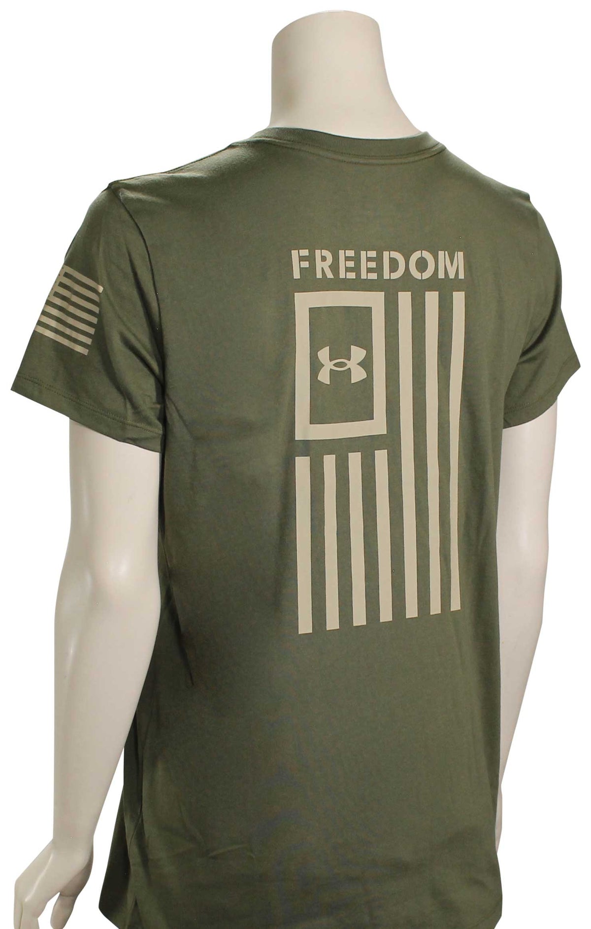 Under Armour Freedom Flag Women's T-Shirt - Classic OD Green / Desert Sand – back view