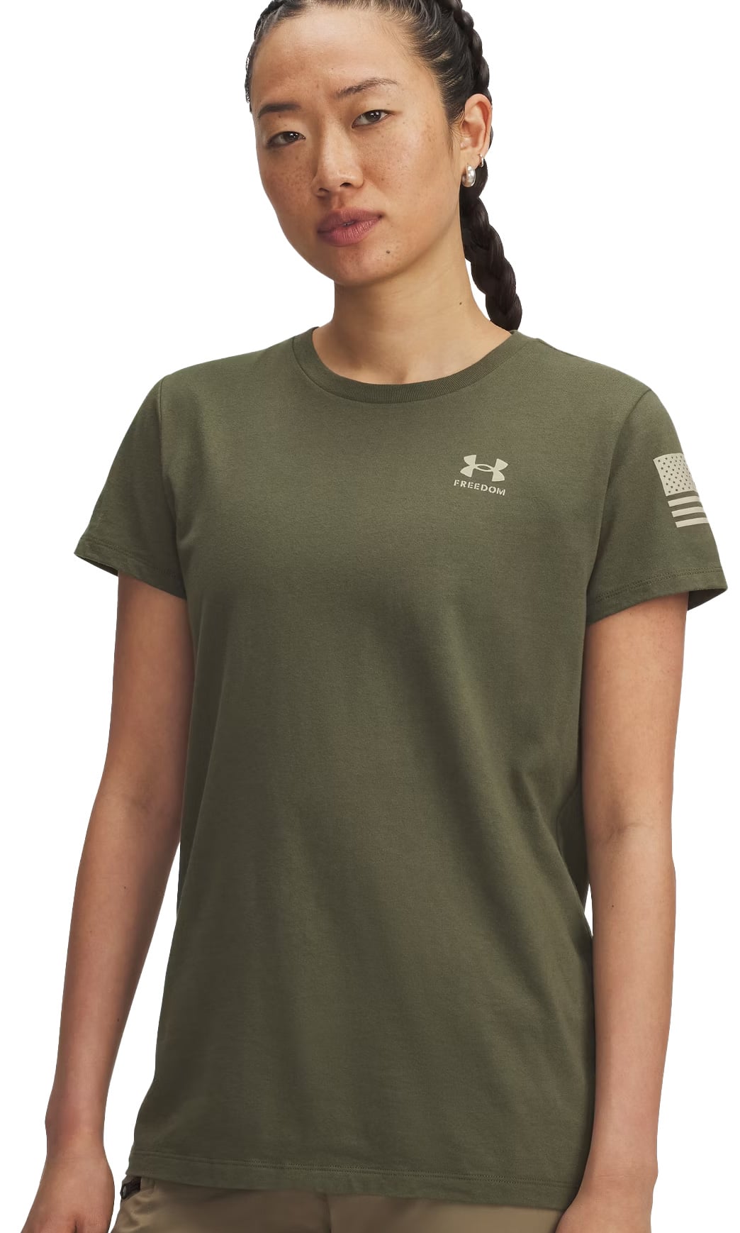 Under Armour Freedom Flag Women's T-Shirt - Marine OD Green / Desert Sand