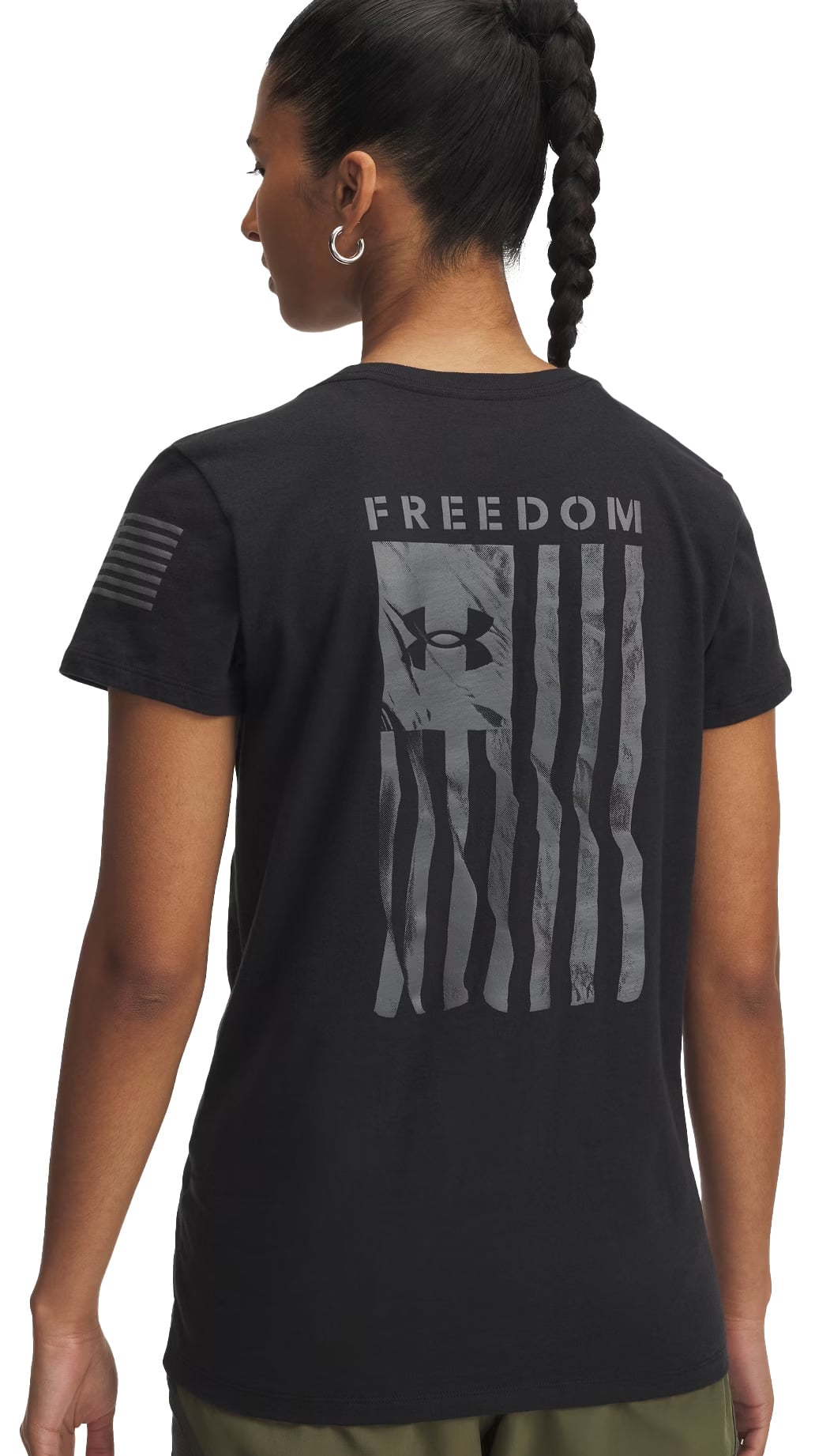 Under Armour Freedom Flag Women's T-Shirt - Black / Castlerock – back view