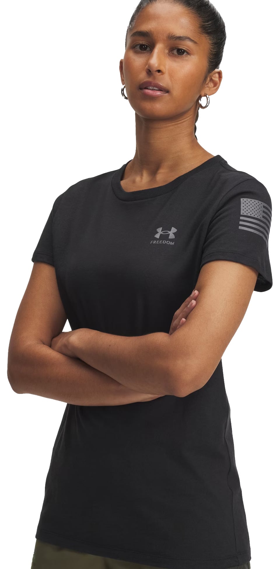 Under Armour Freedom Flag Women's T-Shirt - Black / Castlerock