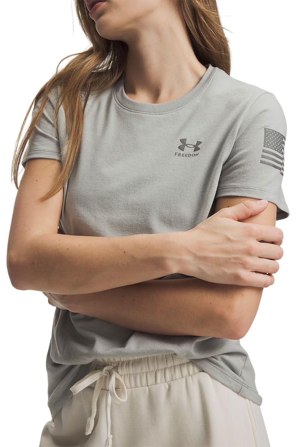 Under Armour Freedom Flag Women's Short Sleeve T-Shirt - Titanium / Clay Green – alternate view 1