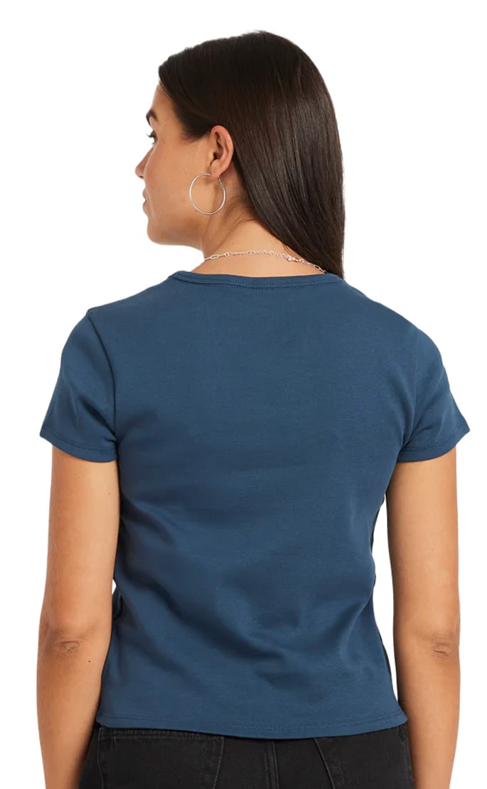 Volcom Have A Clue Women's Short Sleeve T-Shirt - Deep Blue – back view