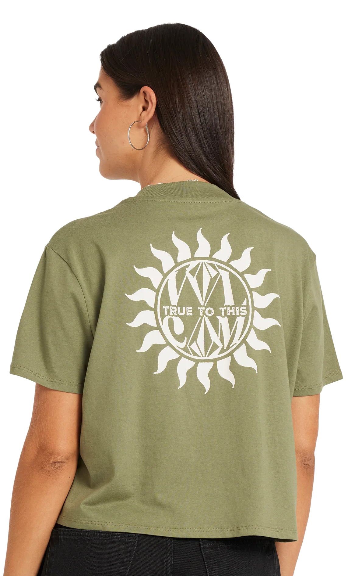 Volcom Dial Crop Women's Short Sleeve T-Shirt - Moss Stone – back view