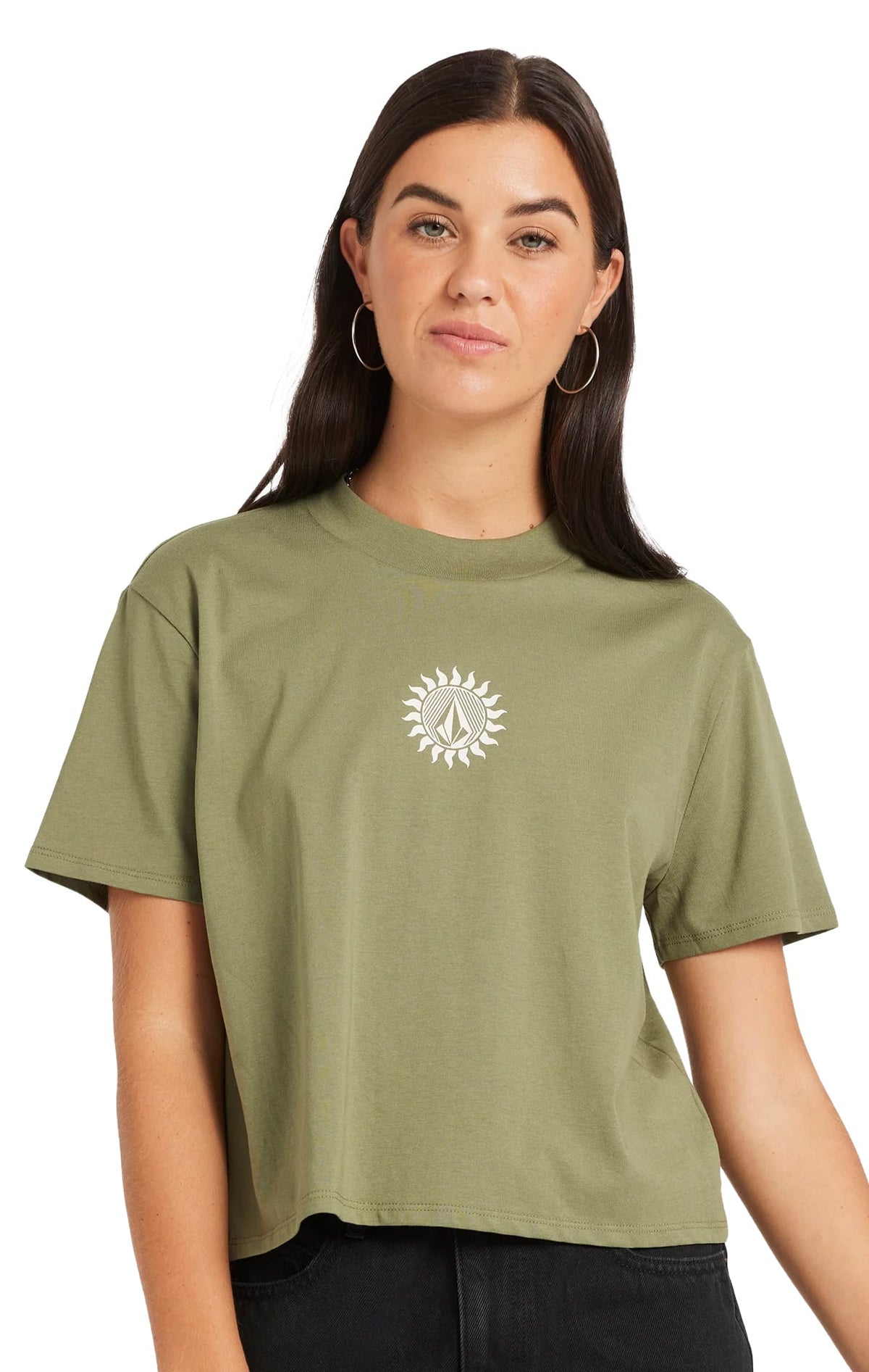 Volcom Dial Crop Women's Short Sleeve T-Shirt - Moss Stone