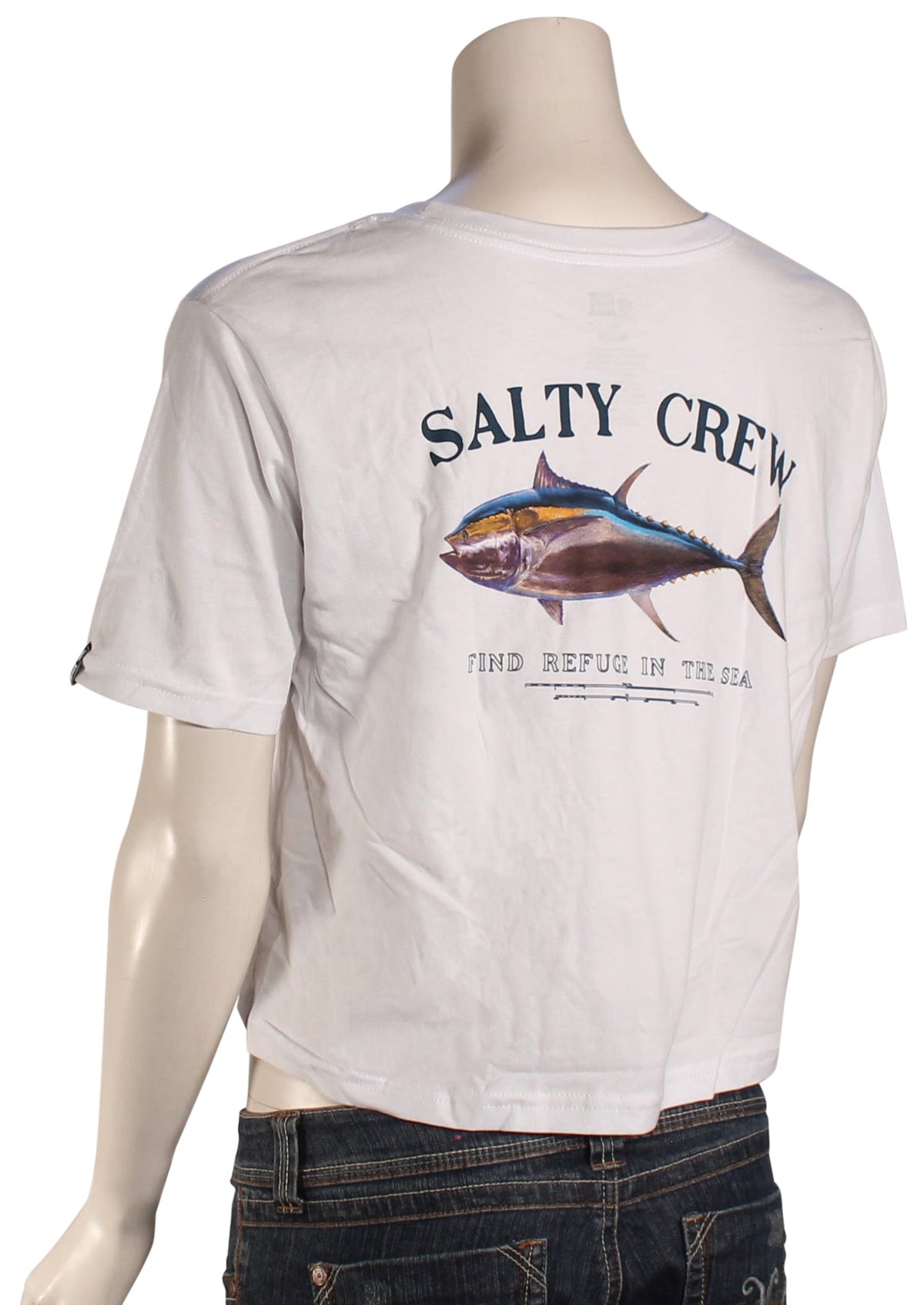Salty Crew Big Blue Cropped Women's T-Shirt - White – back view