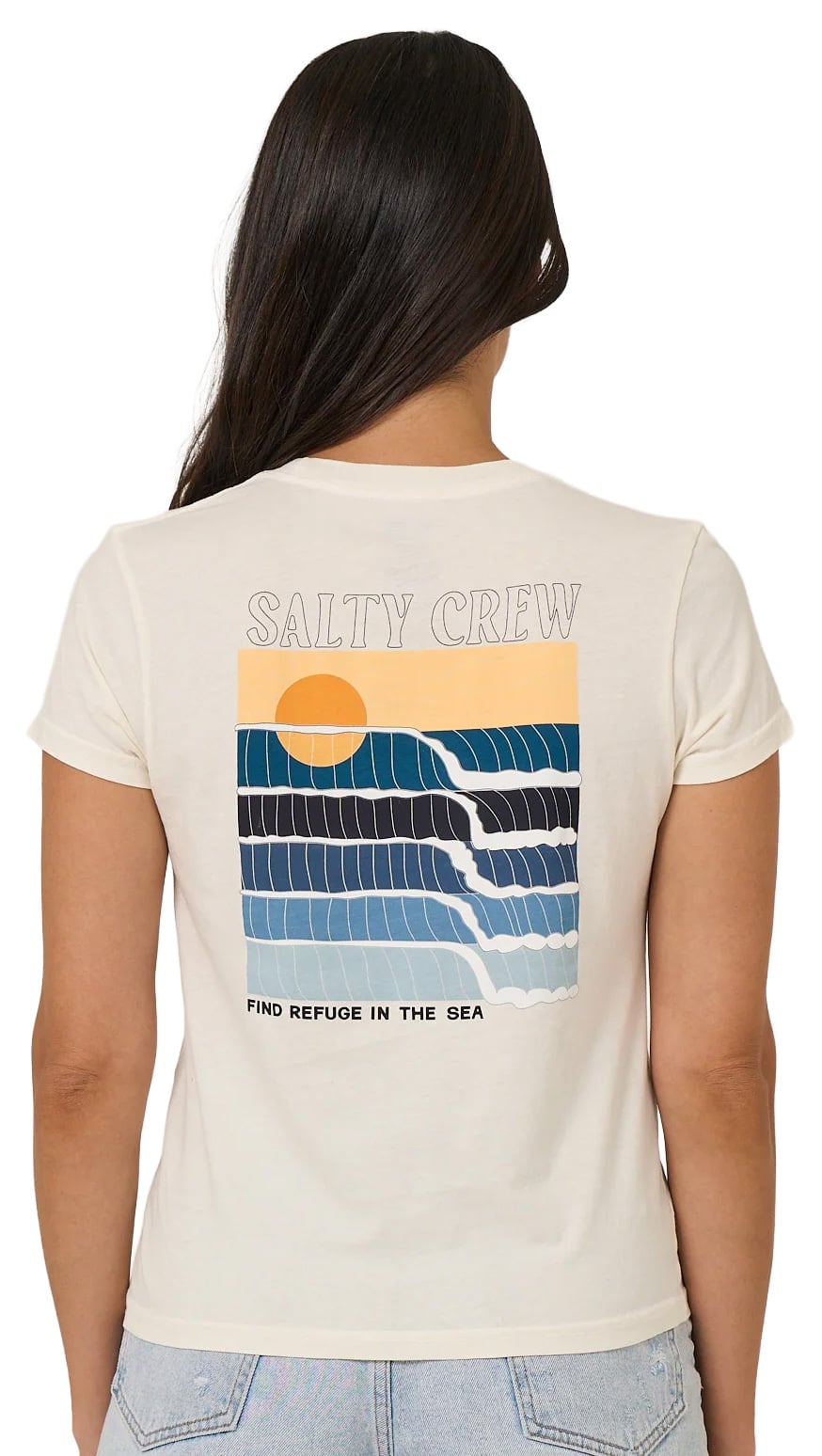 Salty Crew Retro Wave Modern Women's T-Shirt - Off White – back view