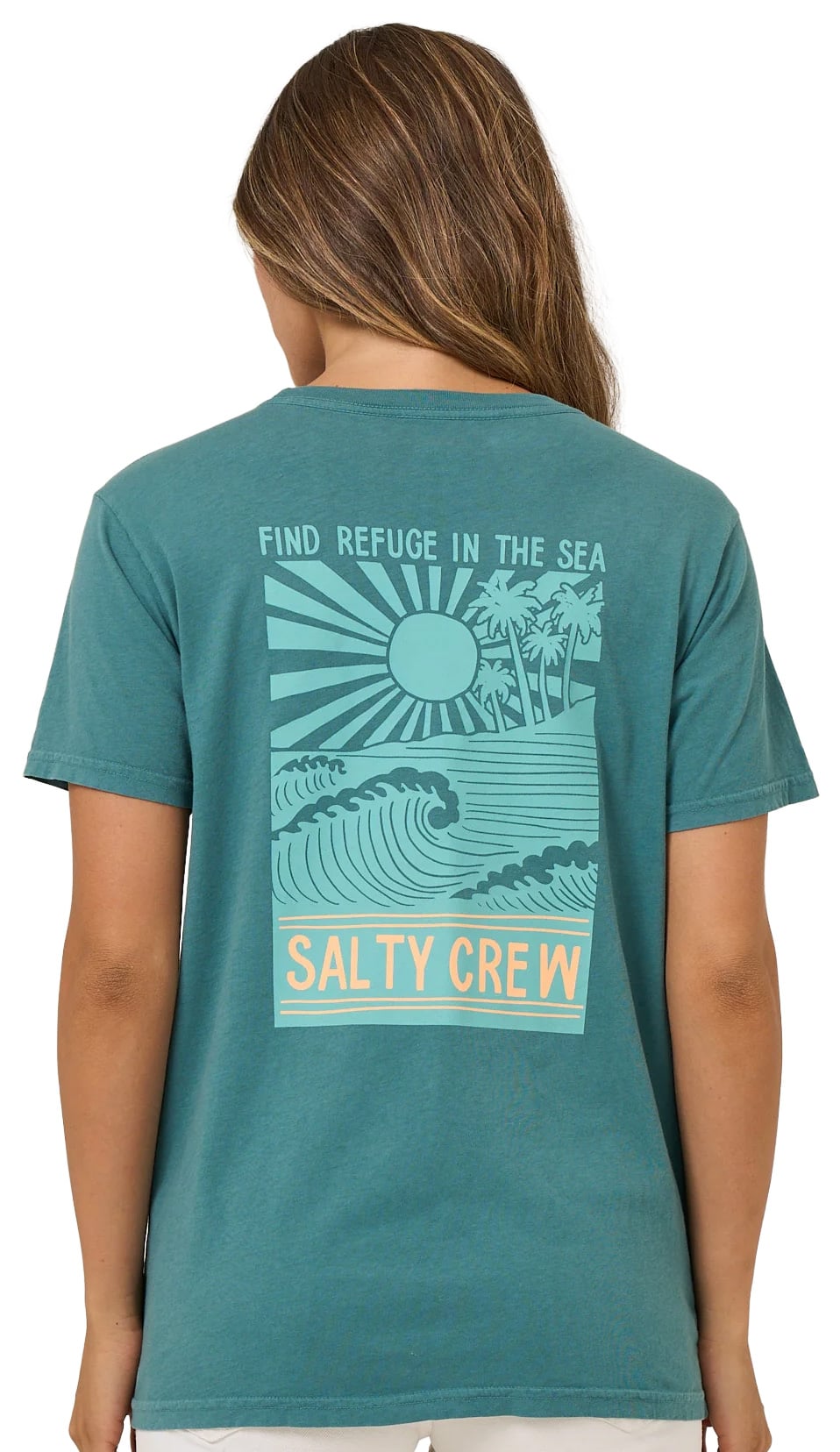 Salty Crew Rise And Smile Women's Boyfriend T-Shirt - Teal – back view