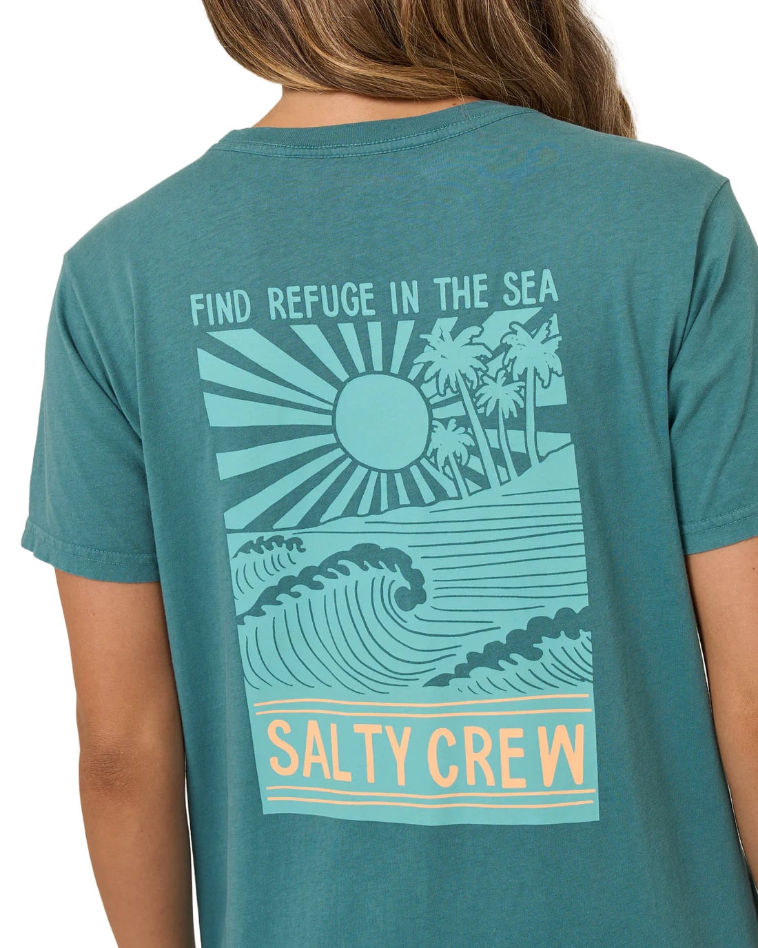 Salty Crew Rise And Smile Women's Boyfriend T-Shirt - Teal – alternate view 2