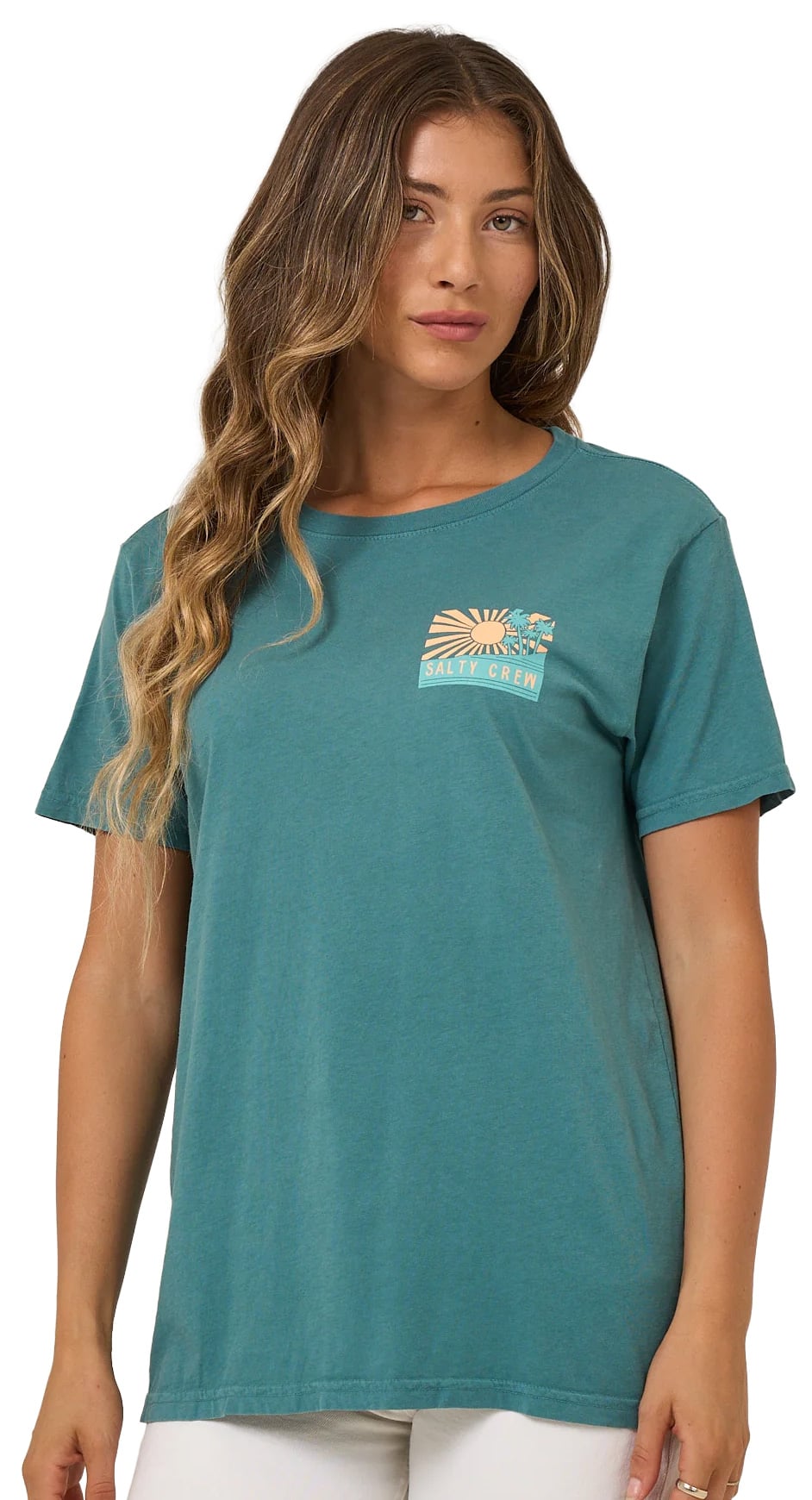 Salty Crew Rise And Smile Women's Boyfriend T-Shirt - Teal
