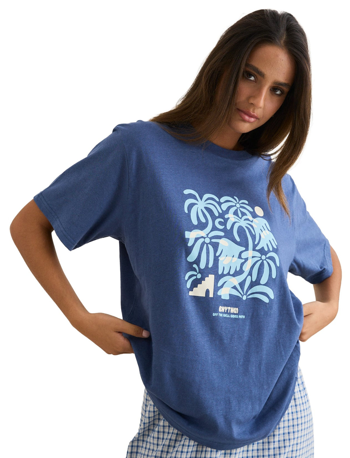 Rhythm Island Oversized Women's T-Shirt - Indigo