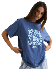 Rhythm Island Oversized Women's T-Shirt - Indigo