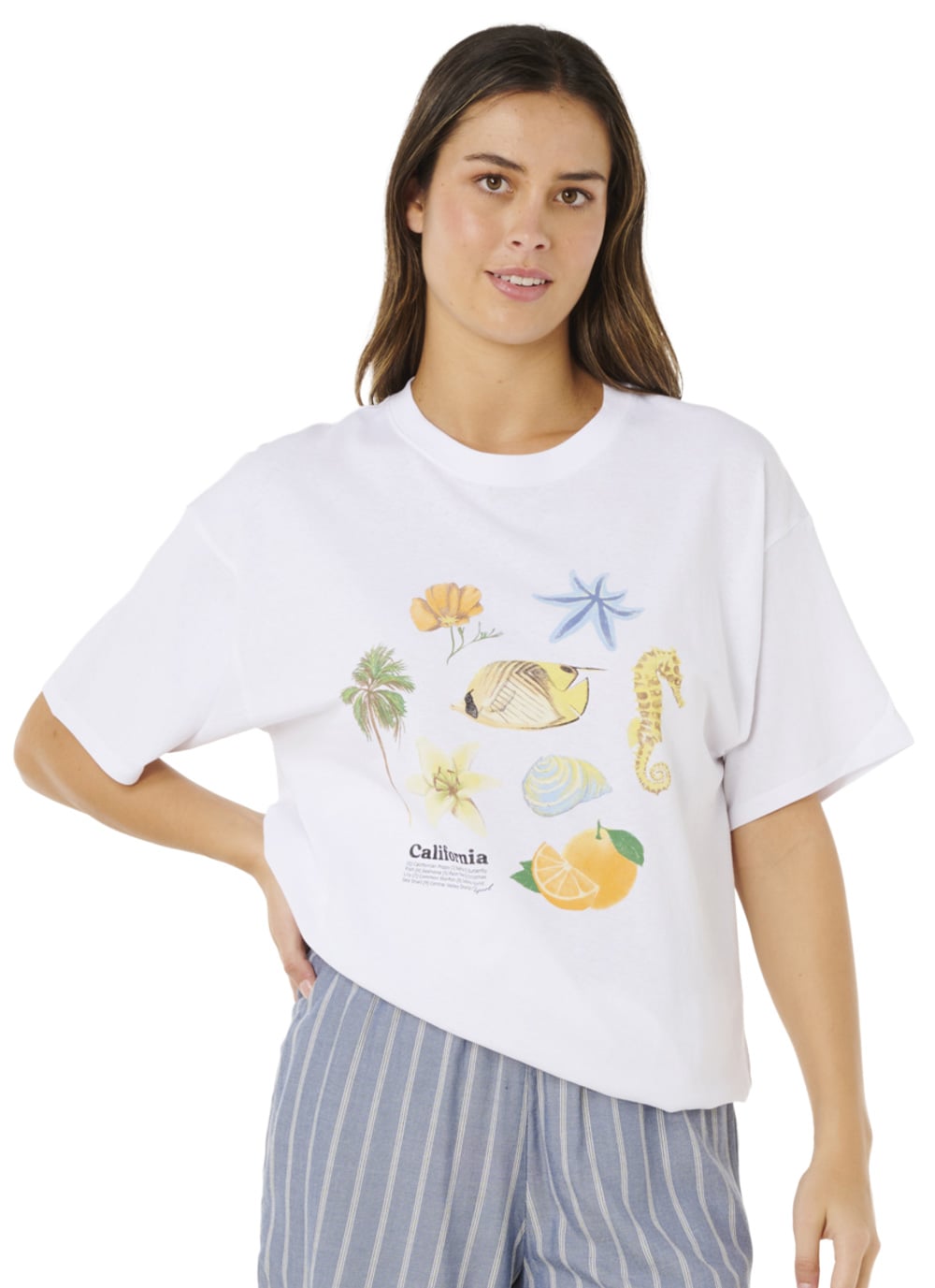 Rip Curl Poolside Heritage Women's Short Sleeve T-Shirt - Optical White