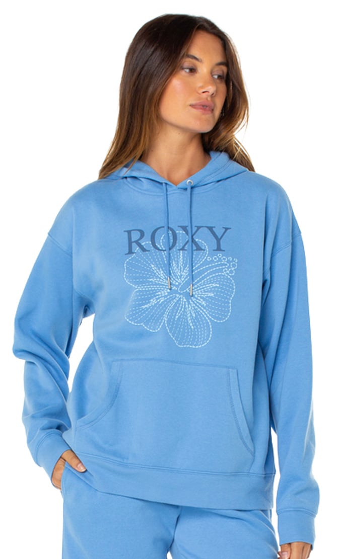 Roxy Raya Pullover Hoody - Silver Lake Stitched Bloom