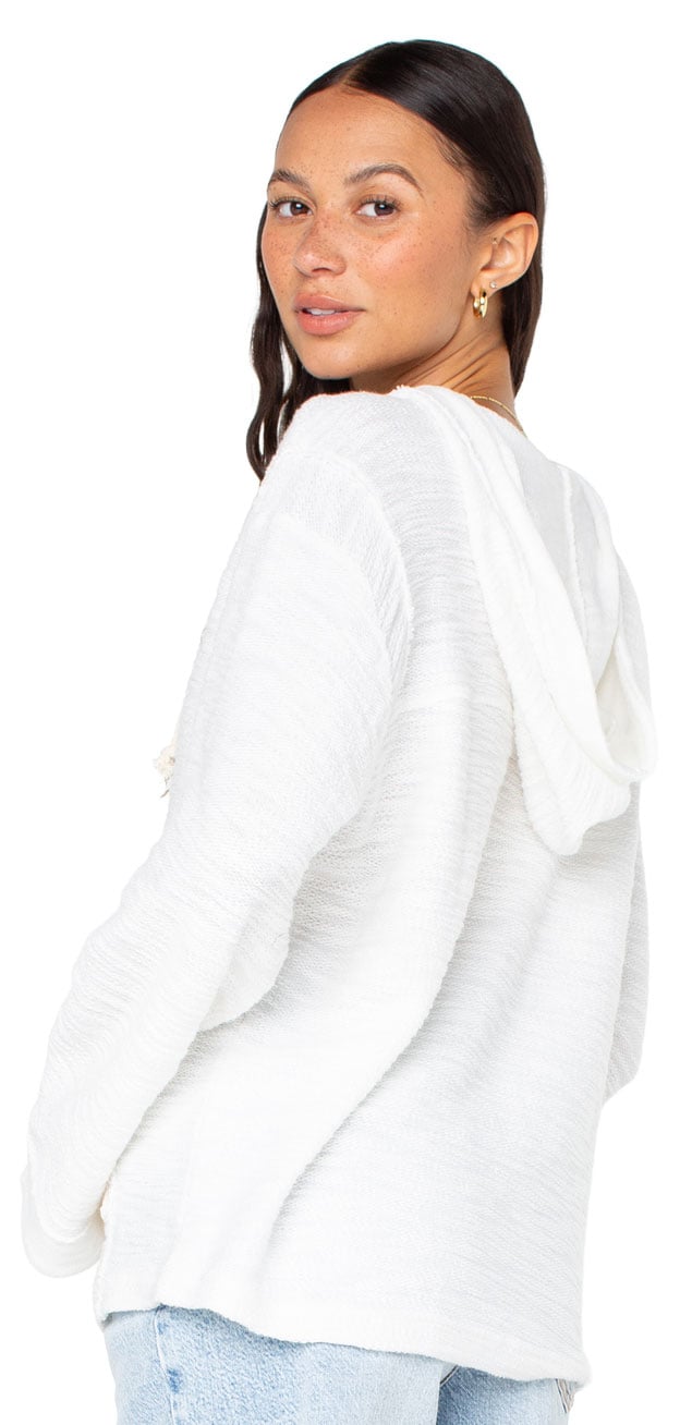 Roxy Pearling Poncho 3 Women's Pullover Hoody - Snow White Solid – back view