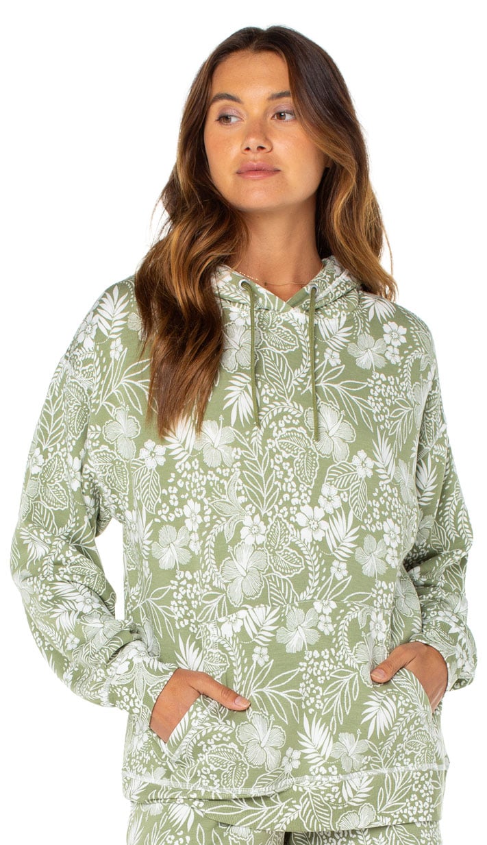 Roxy Surfing By Moonlight Women's Pullover Hoody - Sage On The Prowl