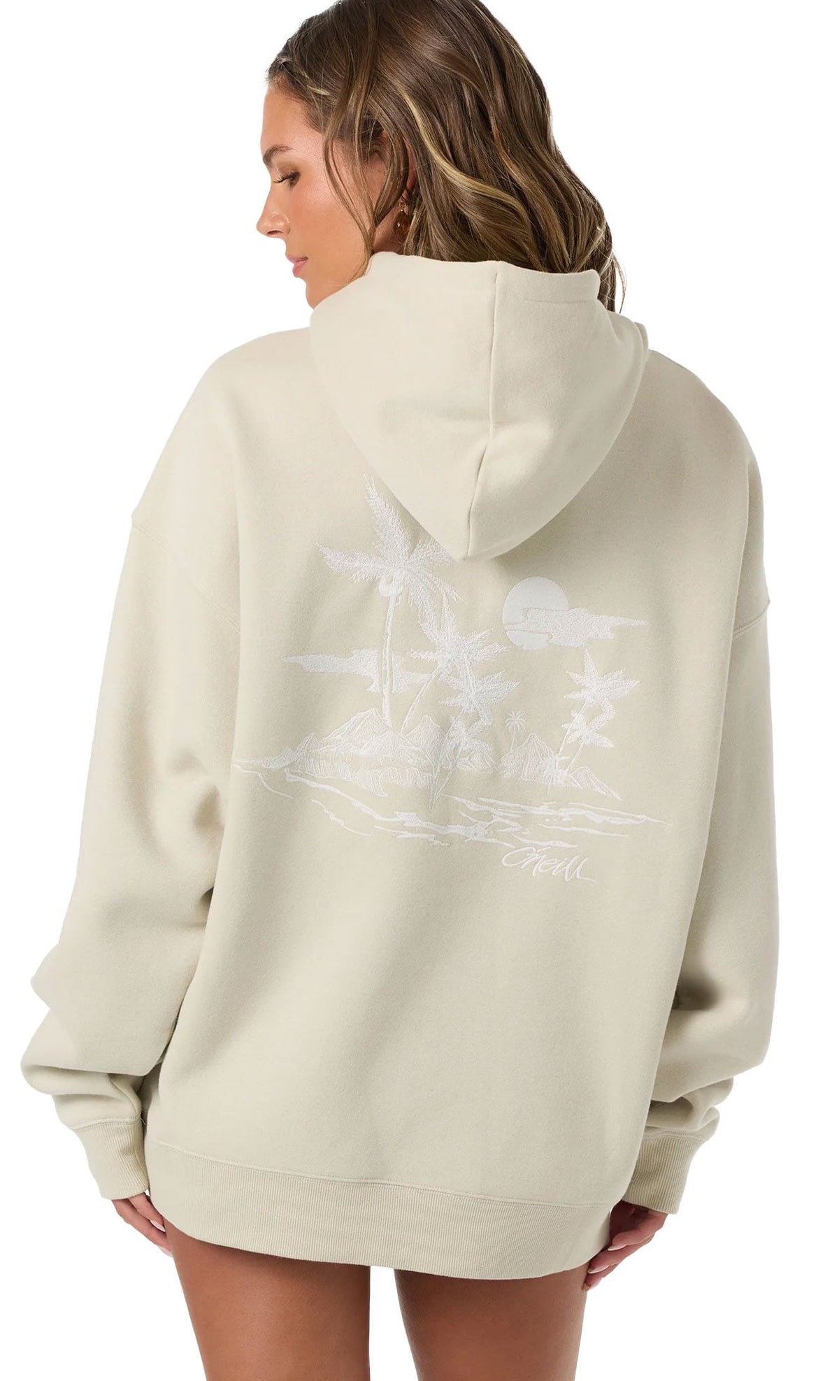 O'Neill Women's Tropic Melt Oversized Hoodie - Pullover Fleece Sweatshirt, Khaki – back view