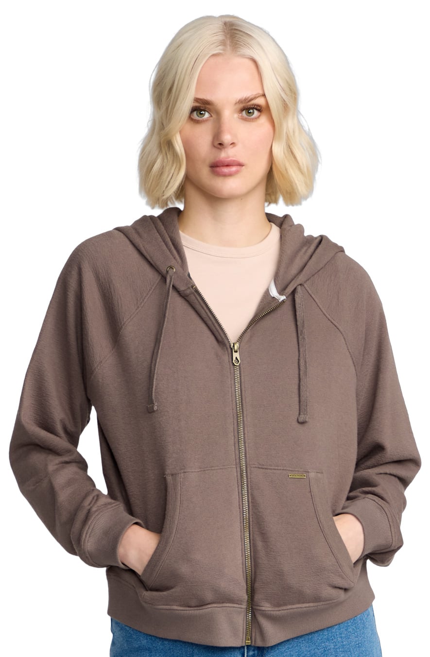 Volcom Lived In Fleece Women's Pullover Hoody - Black Plum