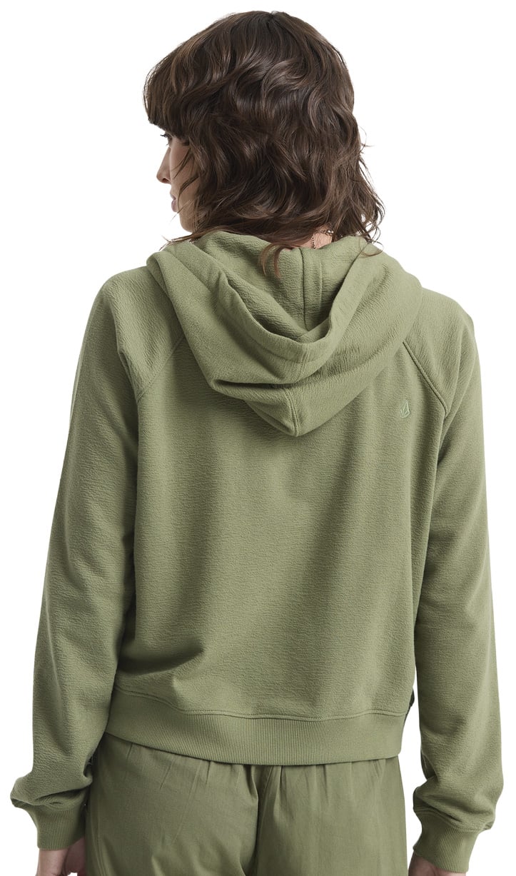 Volcom Lived In Fleece Women's Pullover Hoody - Moss Stone – back view