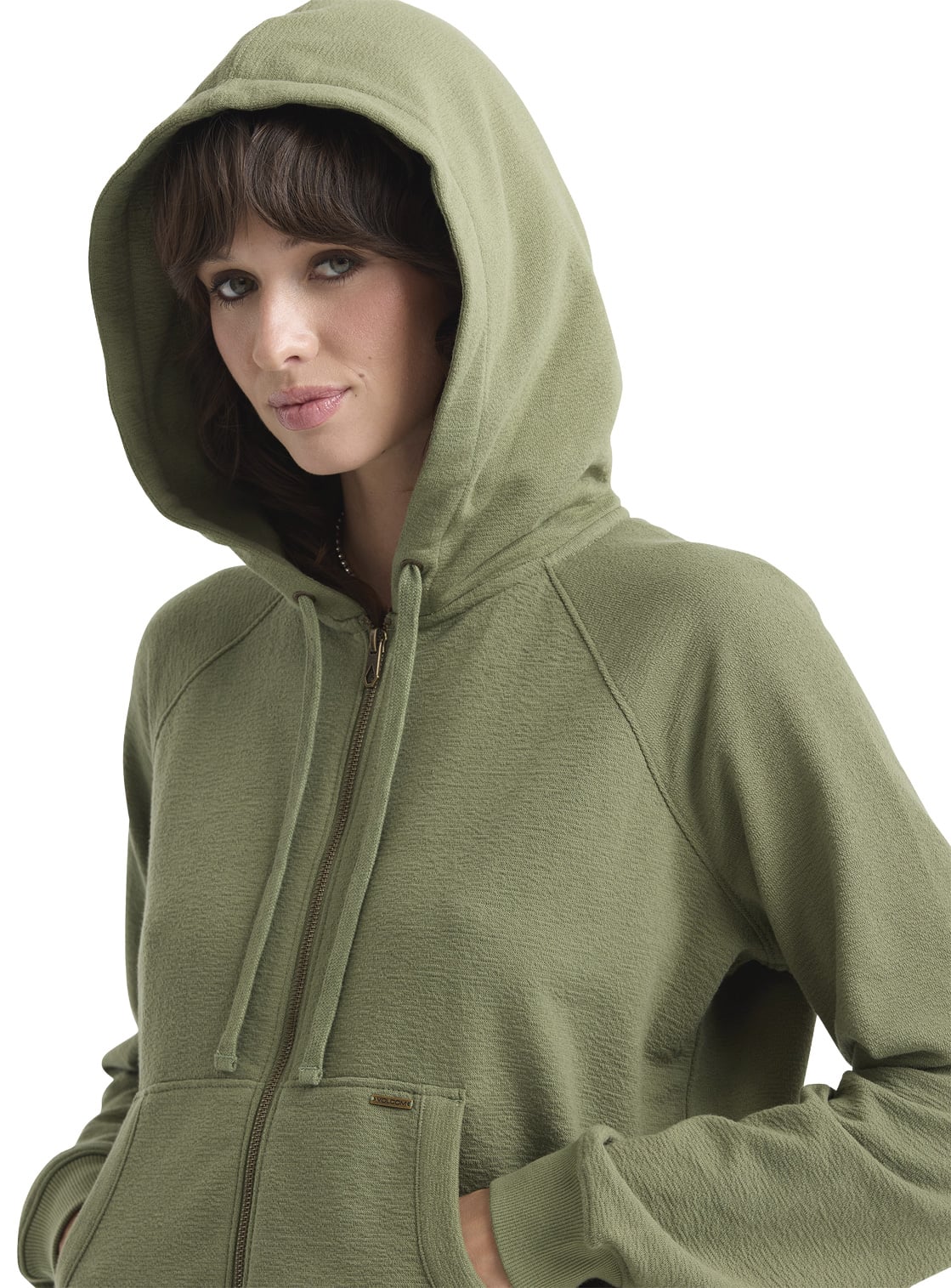 Volcom Lived In Fleece Women's Pullover Hoody - Moss Stone – alternate view 1