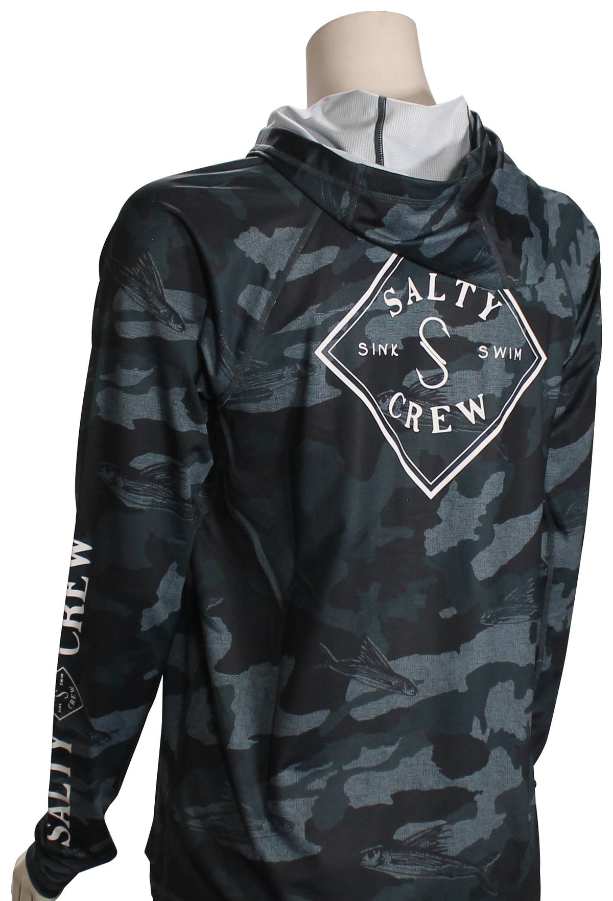 Salty Crew Tippet Tech Women's Surf Hoody - Blue Camo – back view