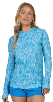 Salty Crew Apex Women's Hooded Sun Shirt - Pool Blue
