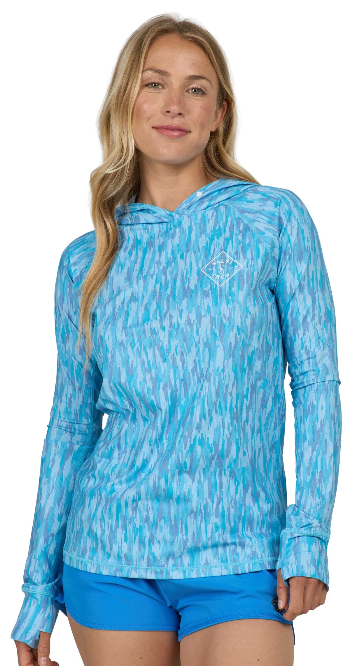 Salty Crew Apex Women's Hooded Sun Shirt - Pool Blue