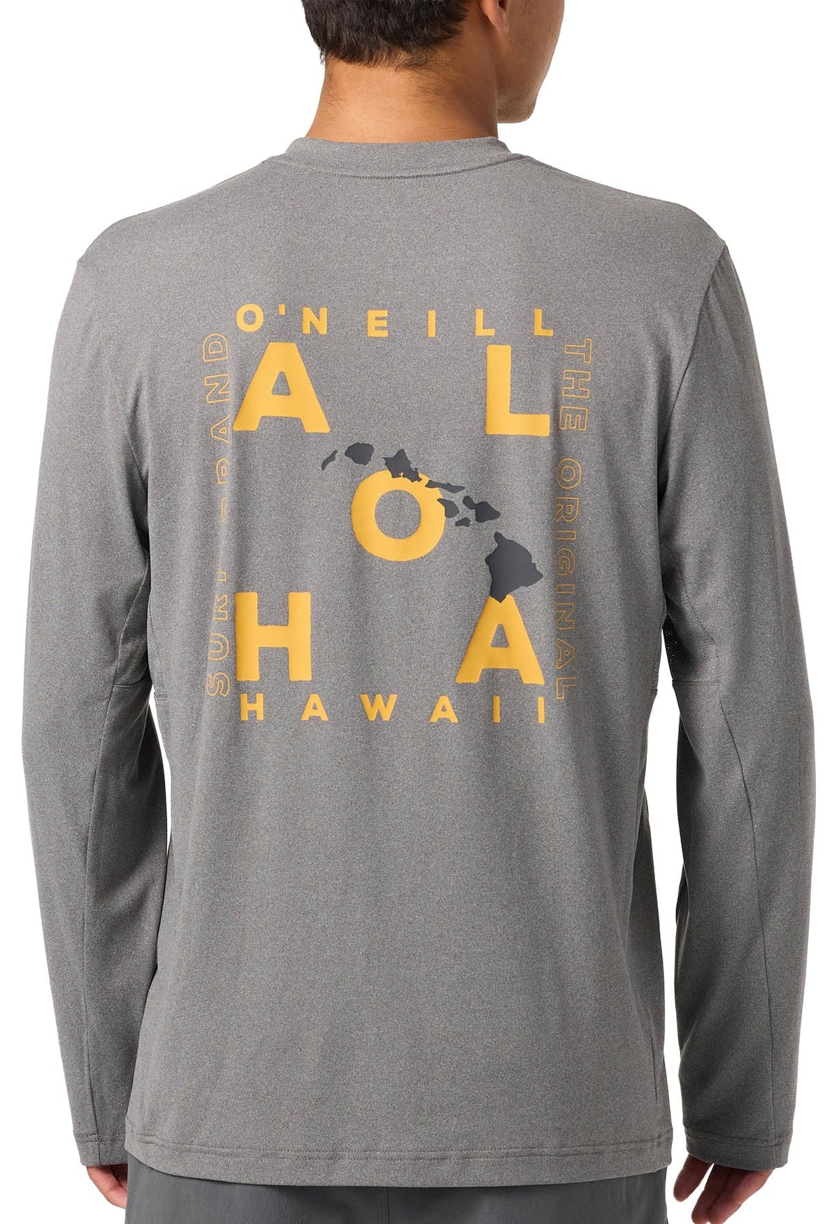 O'Neill Hawaii Layout Men's Long Sleeve UPF T-Shirt - Gargoyle Melange – back view