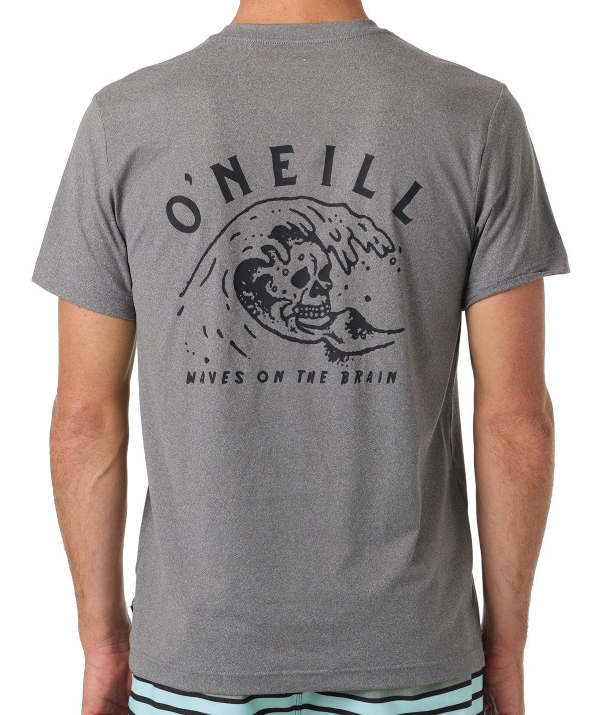 O'Neill Wave Brain Men's Short Sleeve UPF T-Shirt - Gargoyle Melange – back view