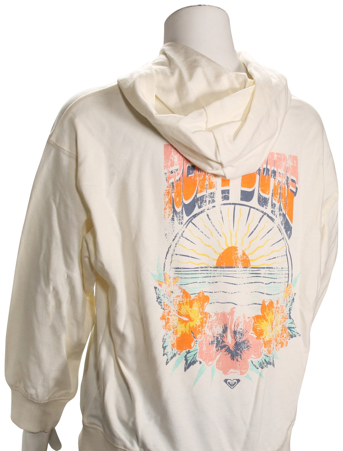 Roxy Girl's Surf Oversized Fleece Hoody - Egret – back view