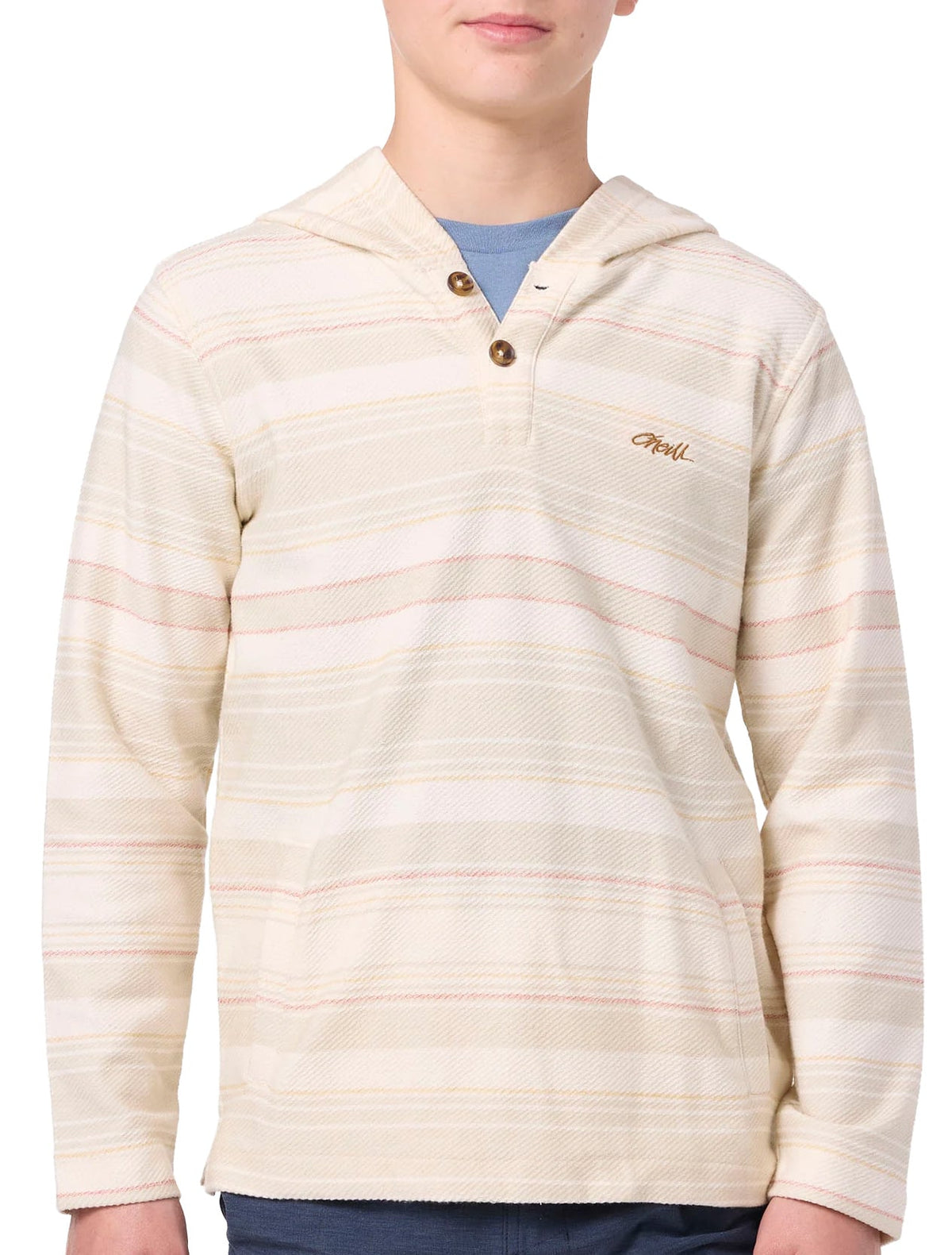 O'Neill Boy's Bavaro Stripe Poncho Hoody - Cream – alternate view 1