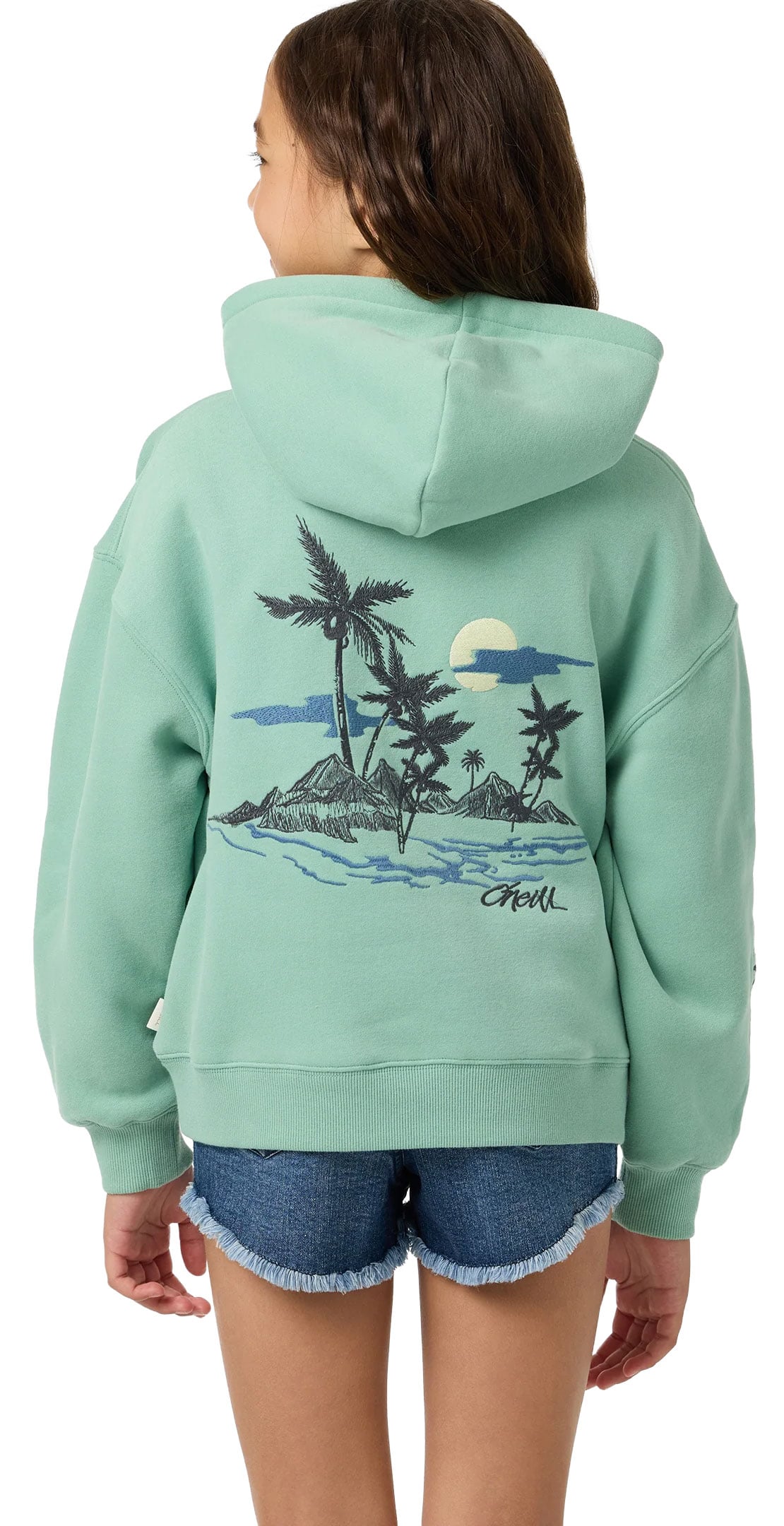 O'Neill Tropic Melt Oversized Girl's Pullover Hoody - Green – back view