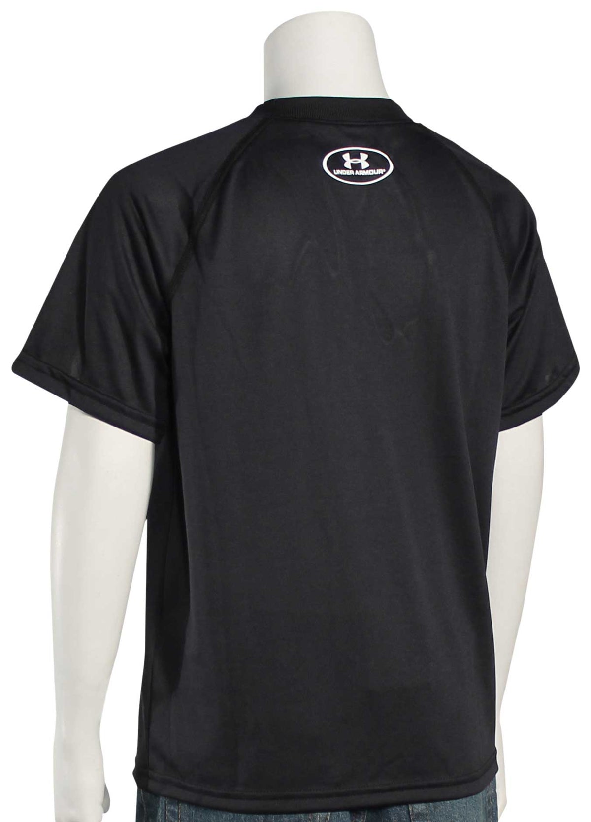 Under Armour Boy's Tech Big Logo T-Shirt - Black / White, back view