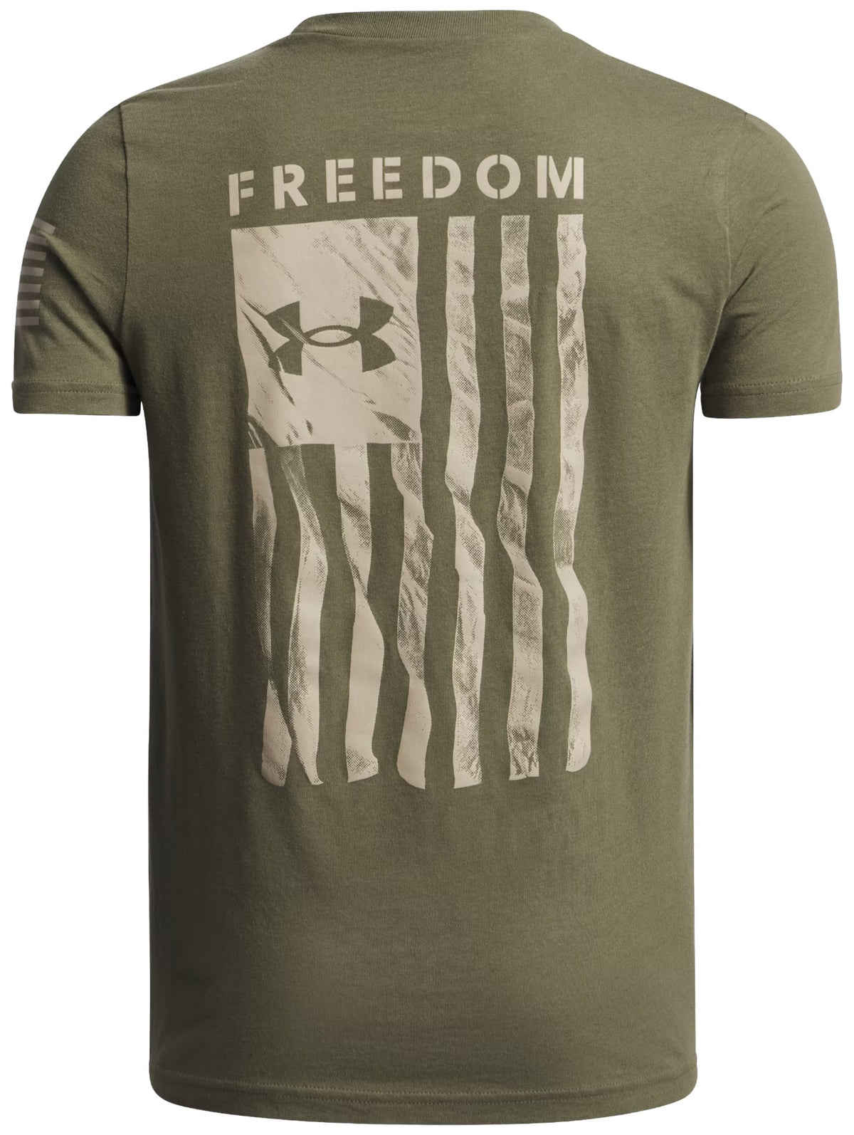 Under Armour Boy's Freedom Flag Boy's Short Sleeve T-Shirt - Marine OD Green / Desert Sand – back view