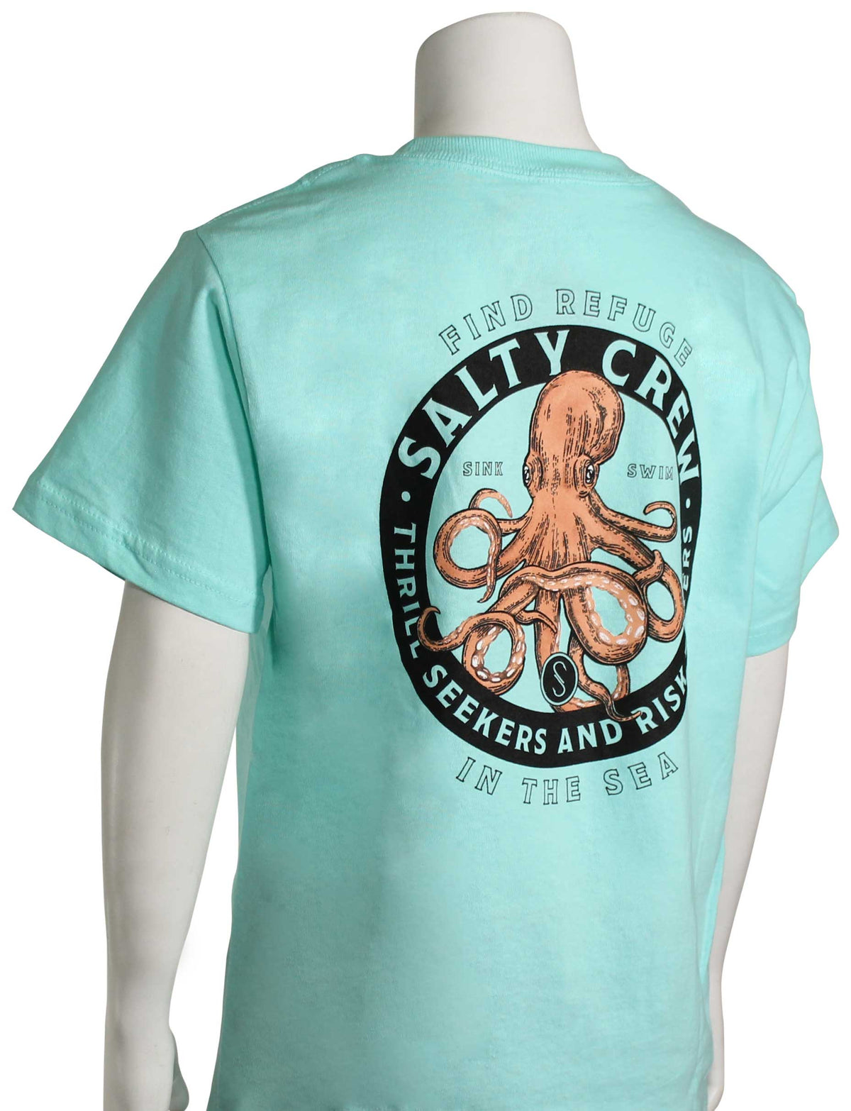 Salty Crew Boy's Deep Reach T-Shirt - Seafoam, back view